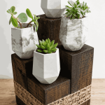 Porta Maceteros de Madera y Yeso – 4 Maceteros Modelo 3