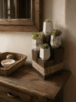 Porta Maceteros de Madera y Yeso – 4 Maceteros Modelo 3 - Imagen 2