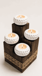Porta Velas de Madera – 4 Velas Modelo 2