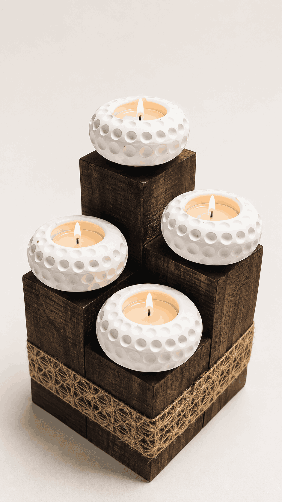 porta velas 2 Porta Velas de Madera – 4 Velas Modelo 2 - Imagen 1