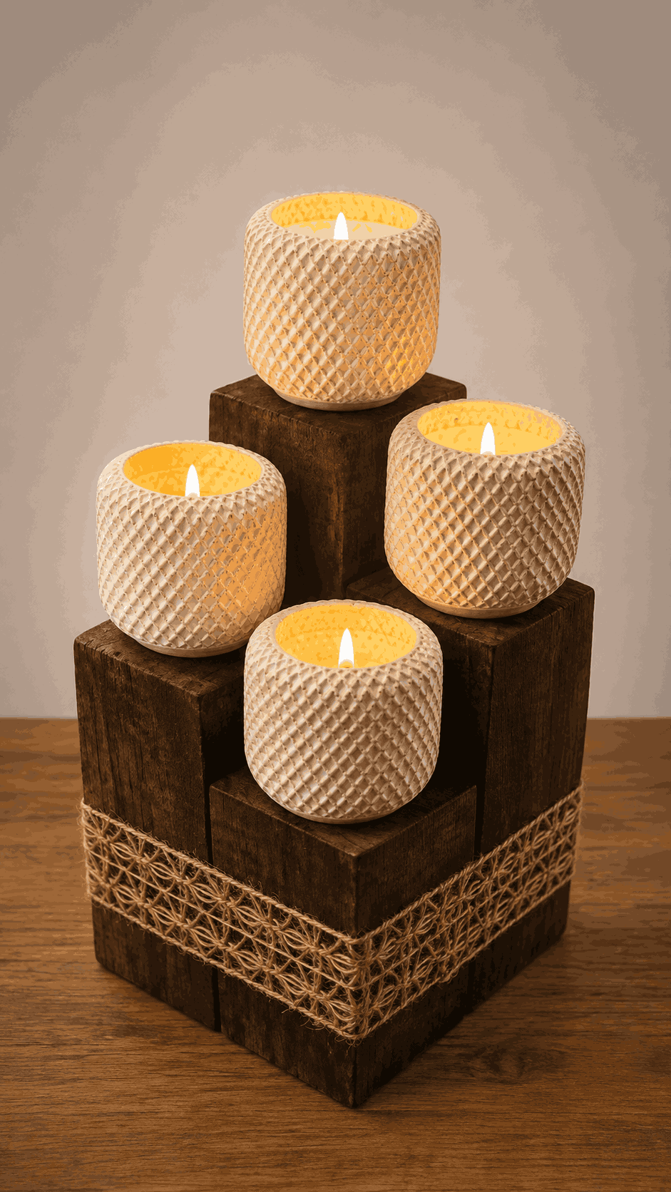 porta velas Porta Velas de Madera – 4 Velas Modelo 1 - Imagen 1